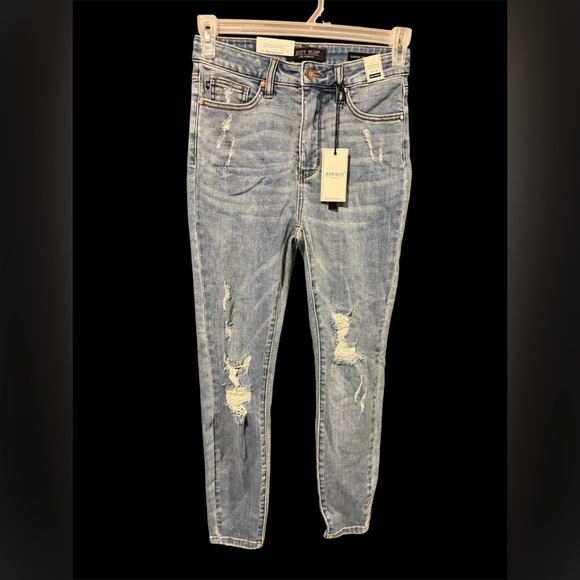 NWT Judy Blue High Waist Control Top Skinny Distressed Stretch Denim Jeans - Picture 4 of 8